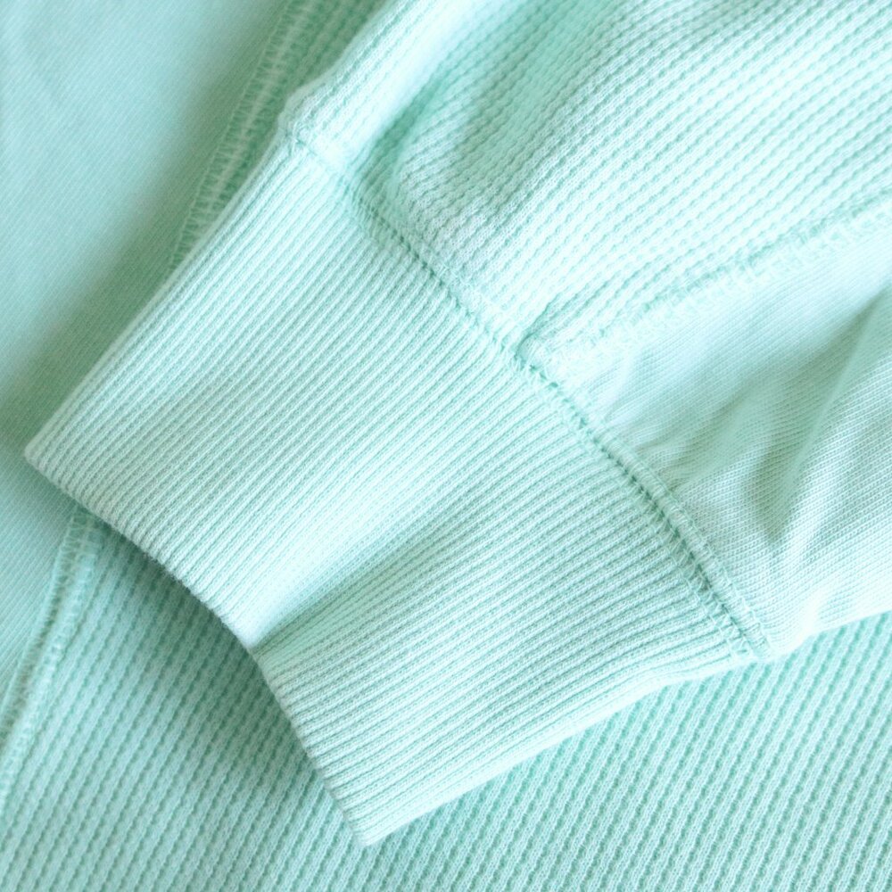Wild Fable | Waffle Thermal Knit Relaxed Boxy Oversized Long Sleeve Aqua Jersey - Picture 6 of 12
